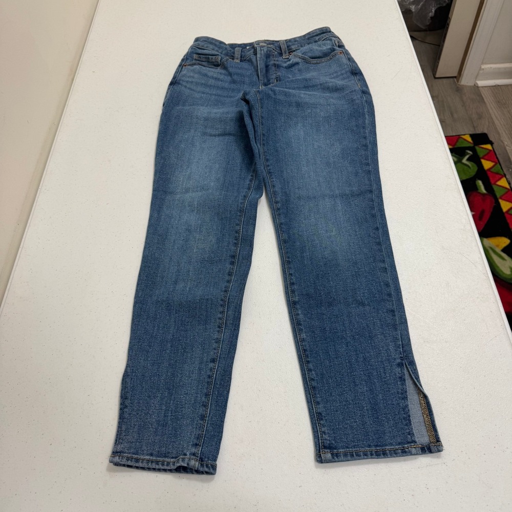 Old Navy OG Straight‎ High Rise Medium Wash Blue Jeans with Ankle Slits Size 0